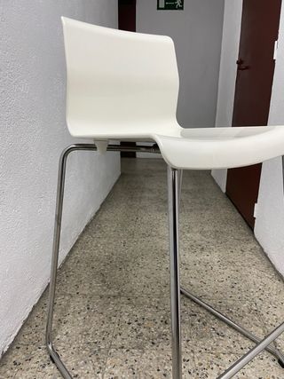 Taburete Alto Cocina Blanco y Plata 2 unidades