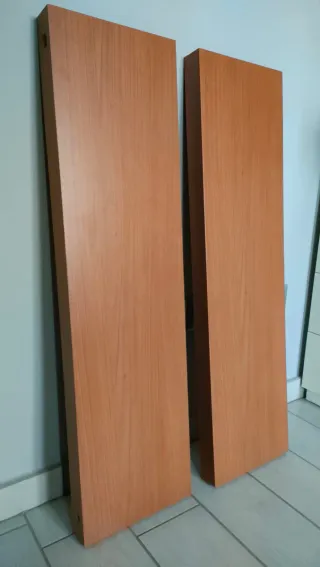 2 mensole in legno con maxi perni metallici