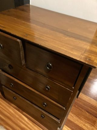 Pareja cómodas madera 5 cajones