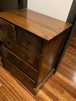 Pareja cómodas madera 5 cajones