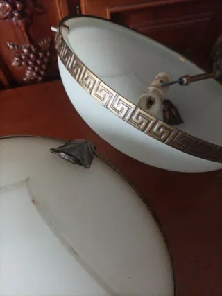 Lámpara colgante cristal y metal dorada