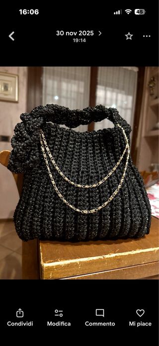 Borse uncinetto nere e bordeaux