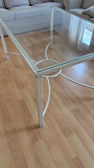 Mesa forja y cristal para brasero. Para recoger