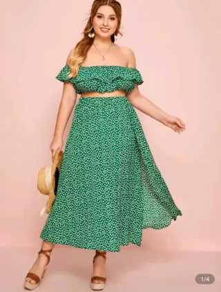 Conjunto Verano Estampado Verde Talla XL