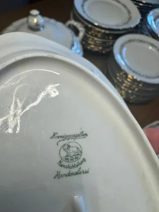 Vajilla antigua porcelana hilo oro