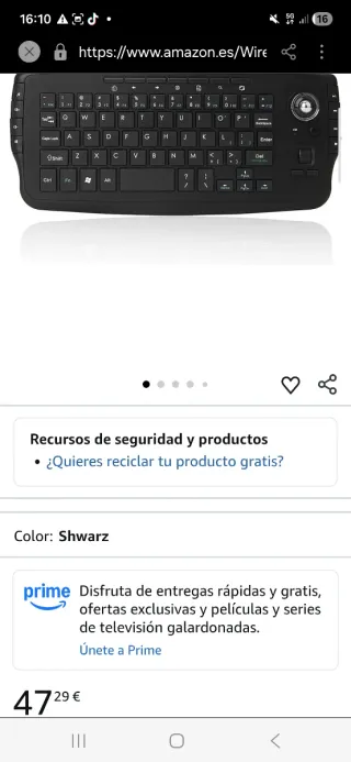 Teclado negro con trackball y scroll