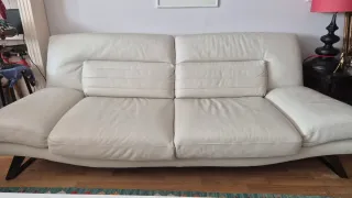 Sofá Natuzzi 3 plazas Piel Blanco/roto