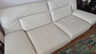 Sofá Natuzzi 3 plazas Piel Blanco/roto