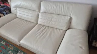 Sofá Natuzzi 3 plazas Piel Blanco/roto