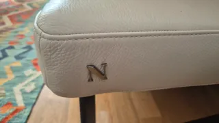 Sofá Natuzzi 3 plazas Piel Blanco/roto