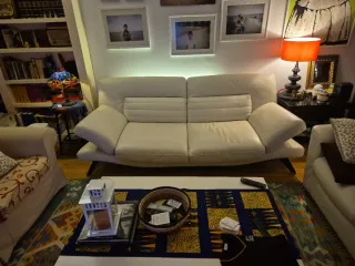 Sofá Natuzzi 3 plazas Piel Blanco/roto