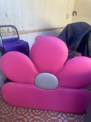 Cabecero cama niña flor rosa y plata,