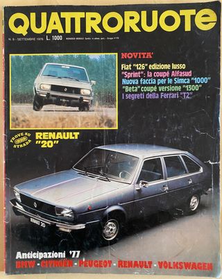 Rivista Quattroruote Settembre 1976
