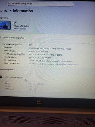 Portátil HP i5 8ª Gen Gris/Plata