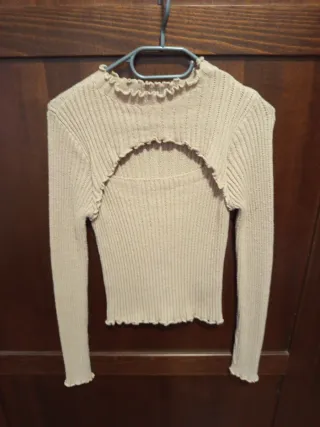 Maglietta Shein beige collo alto M