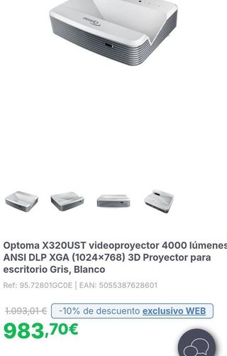Optoma X320UST Proyector DLP XGA 4000 lumens