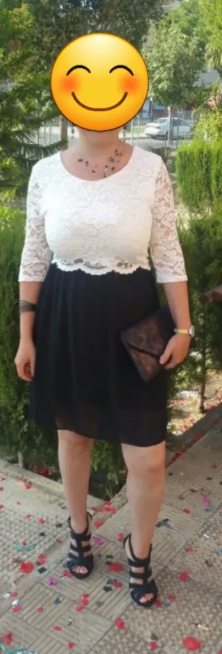 Vestido blanco y negro talla M