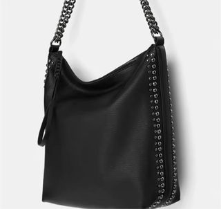 Bolso Negro Piel Sintética Tachuelas Cadena