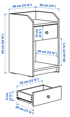 Mesa de noche IKEA blanca HAUGA