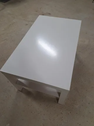 Mesa de centro blanca con estante 90x55x45