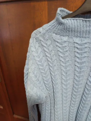 Maglioncino misto lana trecce azzurro M