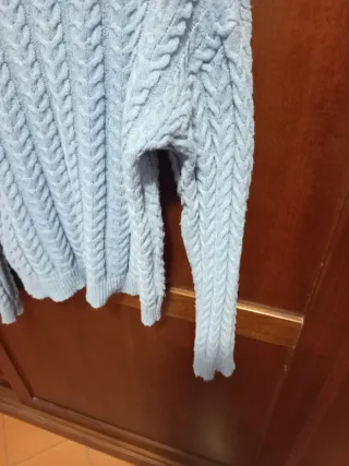 Maglioncino misto lana trecce azzurro M