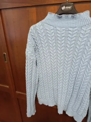 Maglioncino misto lana trecce azzurro M