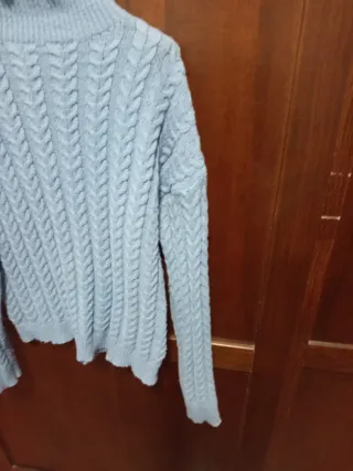 Maglioncino misto lana trecce azzurro M