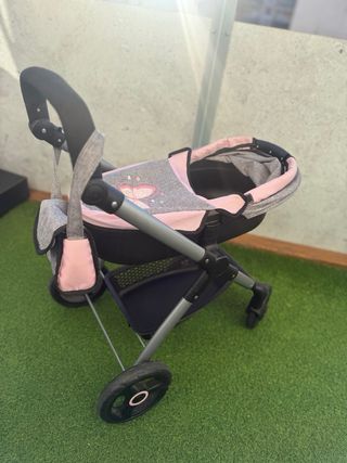 Carritos de bebé de juguete gris y rosa