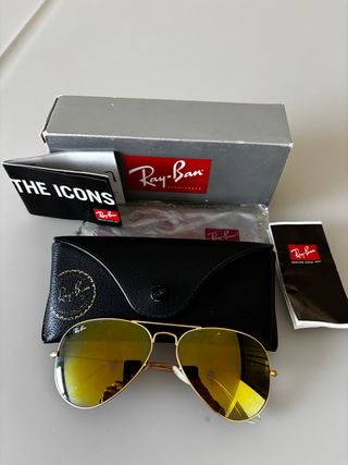 Gafas Ray-Ban ORIGINALES Aviator Doradas Espejo