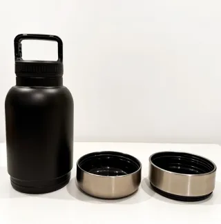 Botella 3 en 1 para perros 1L de acero inoxidable.