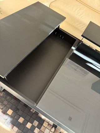 Mesa centro elevable BoConcept cristal y madera