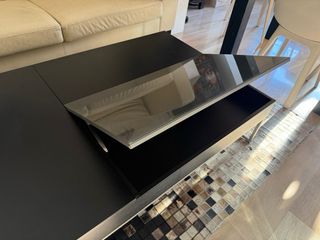 Mesa centro elevable BoConcept cristal y madera