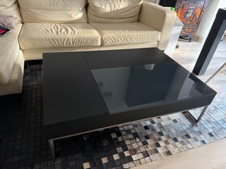 Mesa centro elevable BoConcept cristal y madera