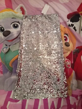 Falda midi lentejuelas Mango