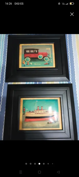 Cuadros vintage coche y barco