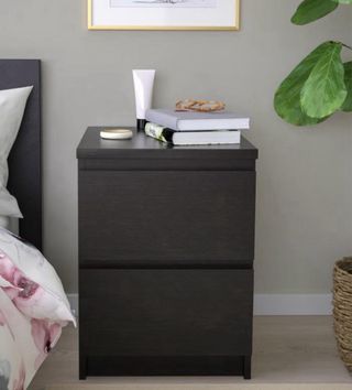 2 Cómodas de  2 cajones negro-marrón