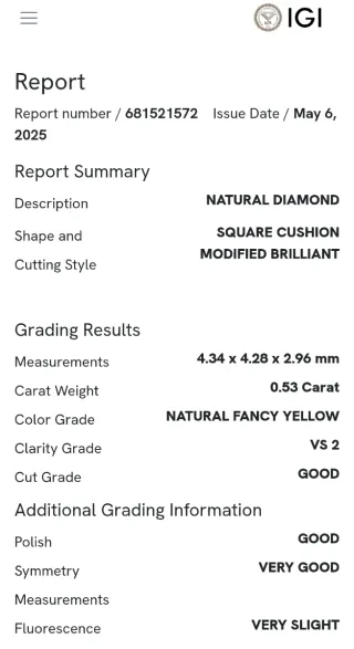 Diamante Amarillo Cushion