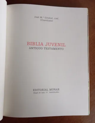 BIBLIA JUVENIL 2 TOMOS 1982 ANTIGUO Y NUEVO TESTAM
