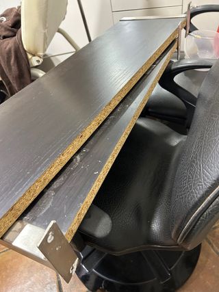 2 Estanterías Madera Oscura con Soportes Metálicos