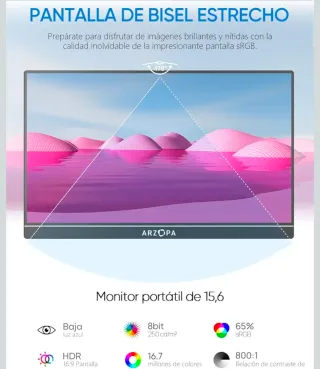 Monitor Portátil ARZOPA 15.6 FHD IPS