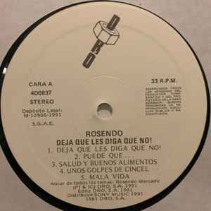 Rosendo - Deja Que Les Diga Que No! Vinilo LP 1991
