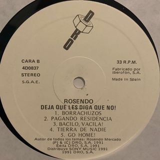 Rosendo - Deja Que Les Diga Que No! Vinilo LP 1991
