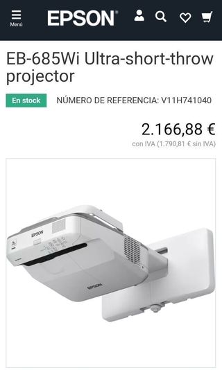 Proyector Epson EB-685Wi 3LCD 3500 lm nuevo