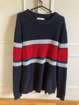 Jersey lana rayas azul y rojo