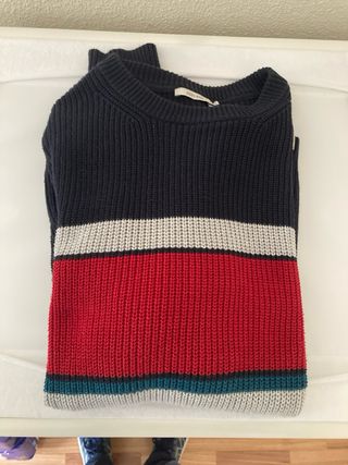 Jersey lana rayas azul y rojo