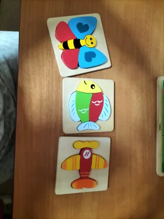 Puzzles de madera: avión, pez y mariposa
