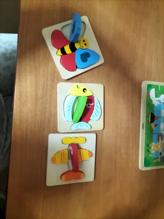 Puzzles de madera: avión, pez y mariposa