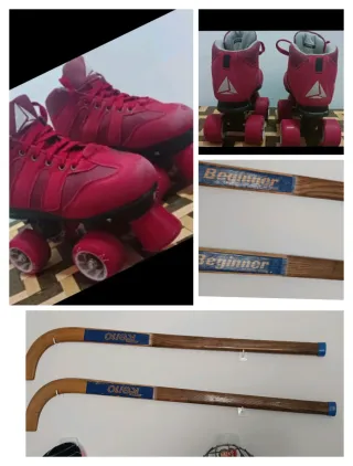 LOTE Patines hockey  N 32  y  2 Palos de Hockey