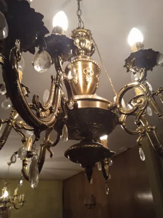 Lámparas de Techo Bronce y Cristal